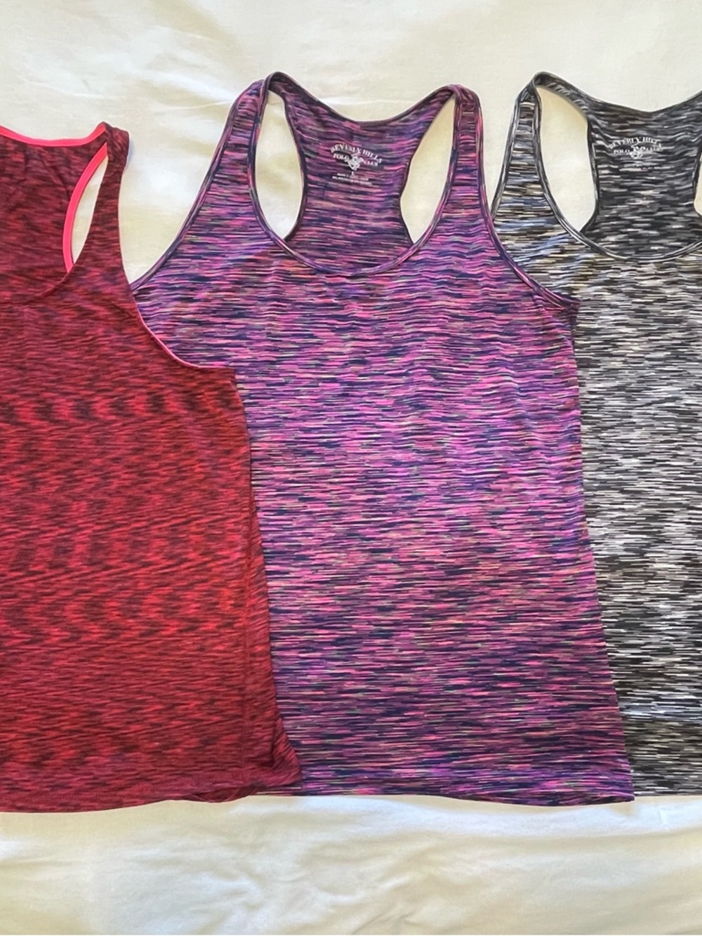 Space-Dye 3 Racerback Women’s Large Tank Tops -Red, Pink & Grey .